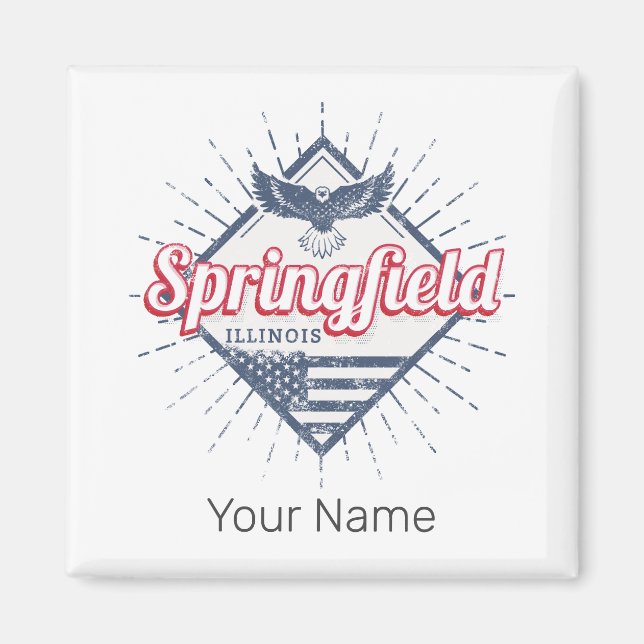 Springfield City Illinois United Stater Retro USA Magnet (Framsidan)