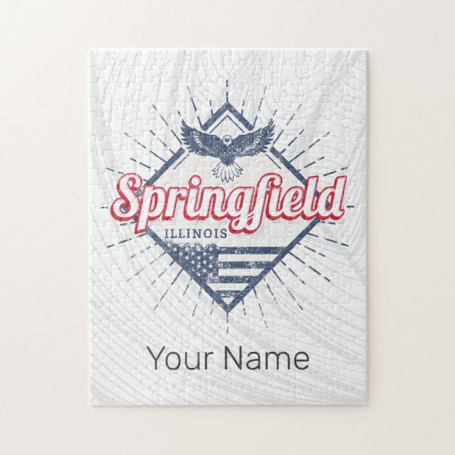 Springfield City Illinois United Stater Retro USA Pussel (Vertikal)