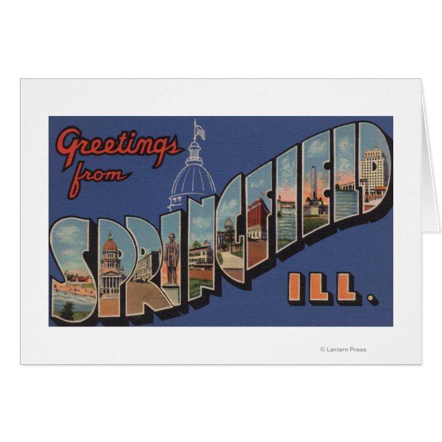 Springfield, Illinois - Stora Brev Scenes Hälsningskort (Framsidan Horizontal)