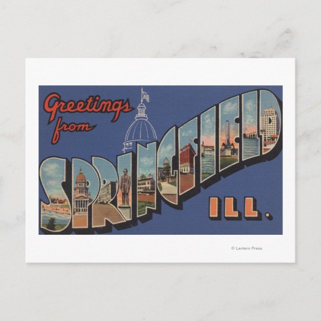 Springfield, Illinois - Stora Brev Scenes Vykort (Framsida)