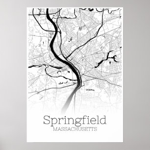 Springfield Karta - Massachusetts - City Karta Pos Poster
