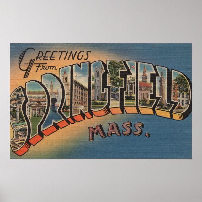 Springfield, Massachusetts - Large Brev 2 Poster (Framsidan)