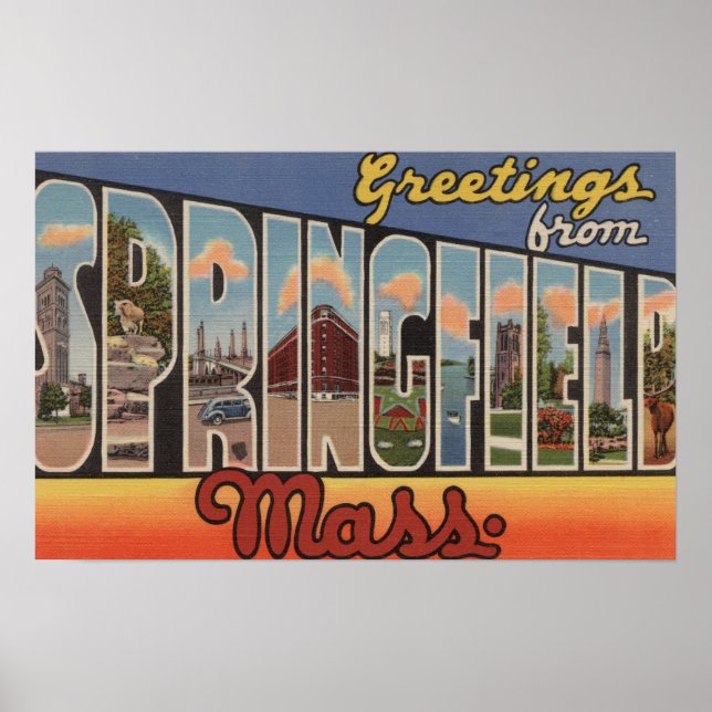 Springfield, Massachusetts - Large Brev Poster (Framsidan)