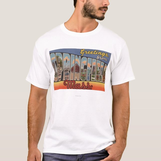 Springfield Massachusetts - stort brev Tee Shirt (Framsida)