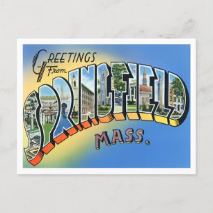 Springfield, Massachusetts Vintage Big Brev Vykort