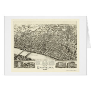Springfield panorama- karta för MORSOR - 1875 Hälsningskort