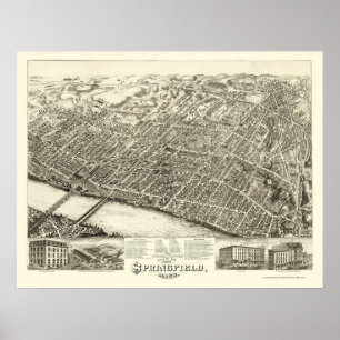 Springfield panorama- karta för MORSOR - 1875 Poster