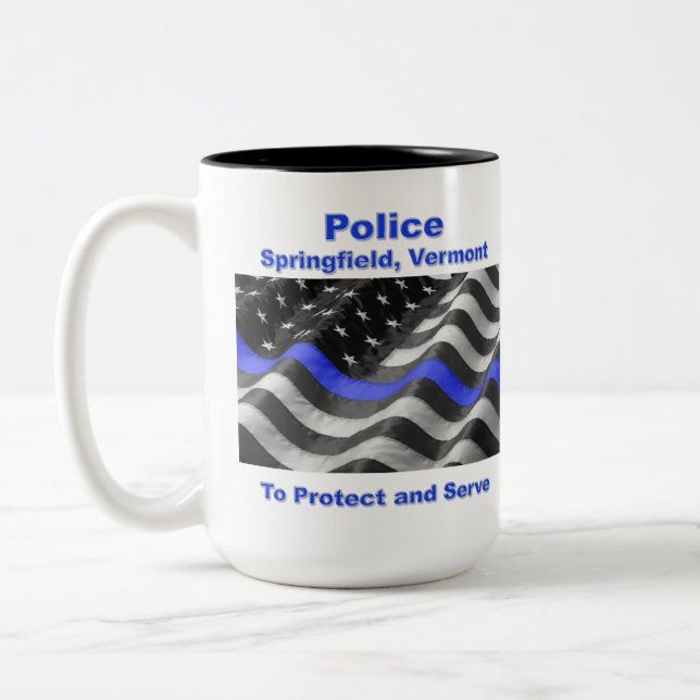 Springfield, Vermont. Polis Två-Tonad Mugg (Vänster)