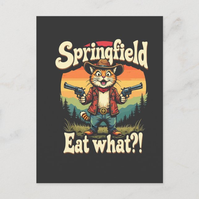 Springflied Ät Vad Trump Val Katt Cowboy  Vykort (Framsida)