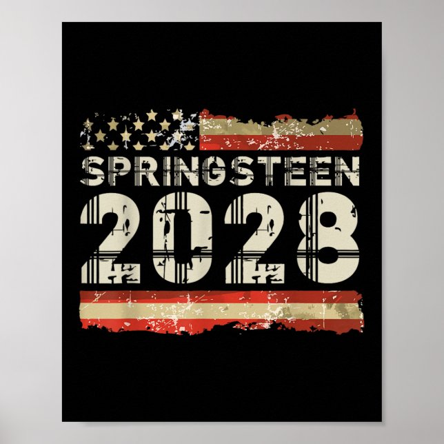 Springsteen 2028 amerikansk flagga 4:e juli dam  poster (Framsidan)