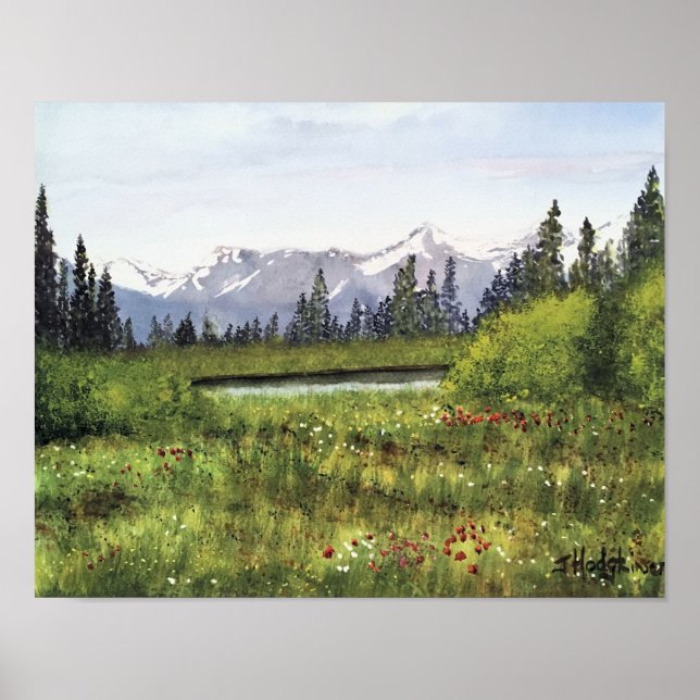 SPRINGTID I KANADIENS ROCKIES WATERCOLOR POSTER (Framsidan)