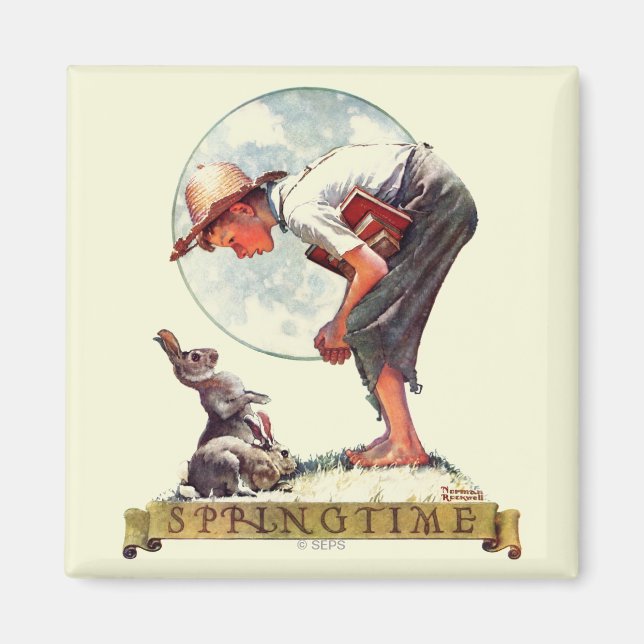 Springtime, 1935-pojke med bunny magnet (Framsidan)