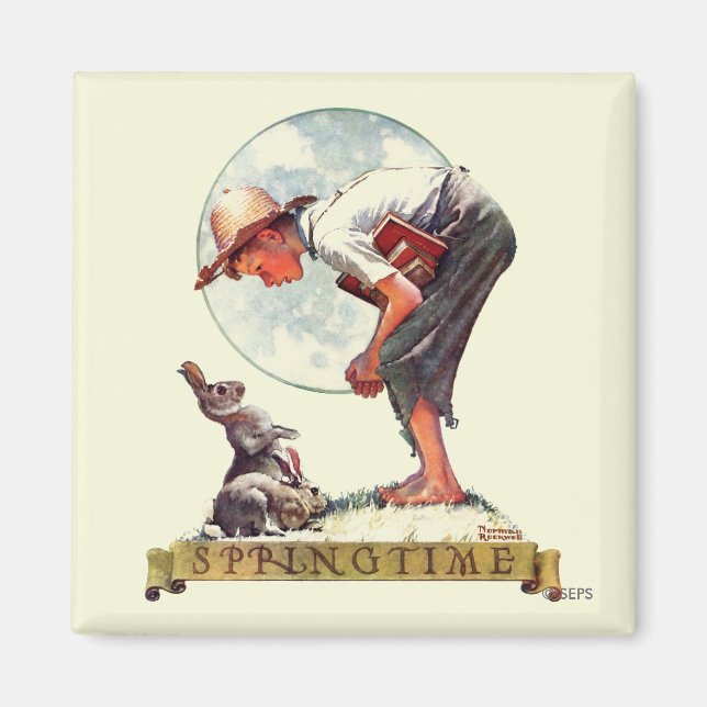 Springtime, 1935-pojke med bunny magnet (Framsidan)