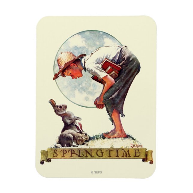 Springtime, 1935-pojke med bunny magnet (Vertikal)