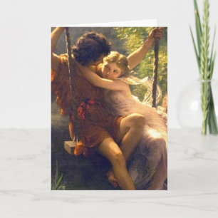 Springtime~-älskare på gungamålning kort