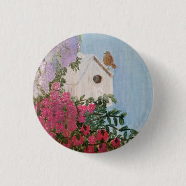 Springtime Birdhouse Pin Button Knapp