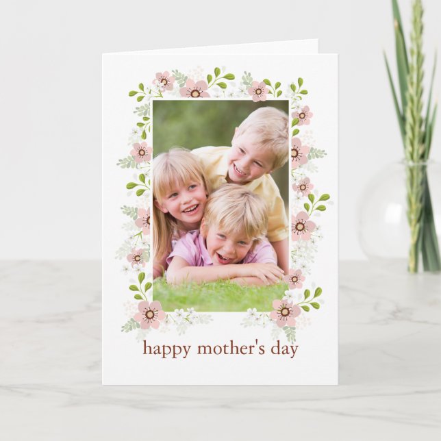 Springtime Blommigt Lycklig Mors dag Card Kort (Framsida)