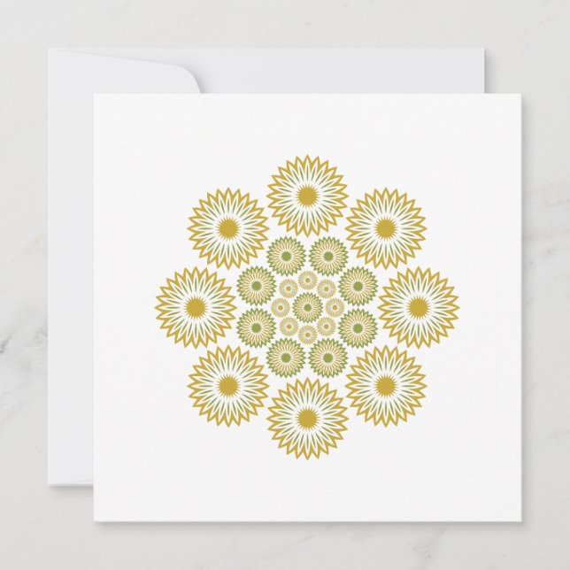 Springtime Blommigt Note Card i Olive och Guld Anteckningskort (Framsida)