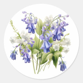 Springtime Bluebell Stickers Runt Klistermärke