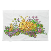 Springtime Bunnies i Fält i Flowers