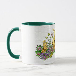 Springtime Bunnies i Fält i Flowers Mugg