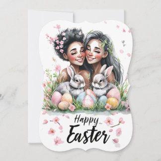 Springtime Bunnies och Glatta Women Påsk Card