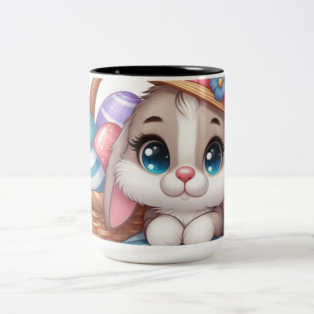 Springtime Bunny Bliss Två-Tonad Mugg (Center)