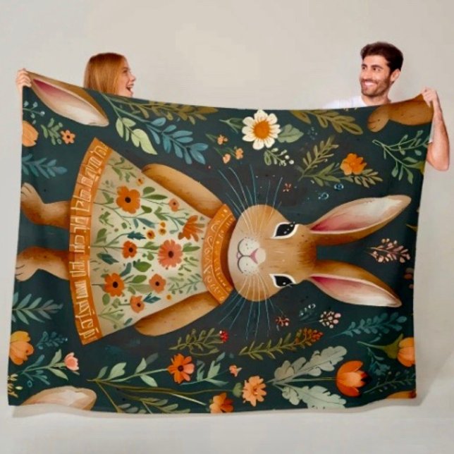 Springtime Bunny Magic  Fleece Blanket (Skapare uppladdad)