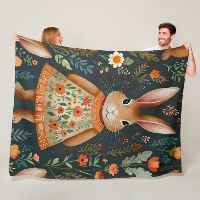 Springtime Bunny Magic  Fleece Blanket (På plats)