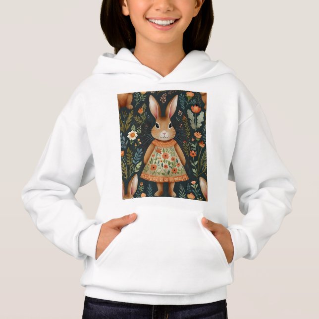 Springtime Bunny Magic Hoodie T Shirt (Framsida)