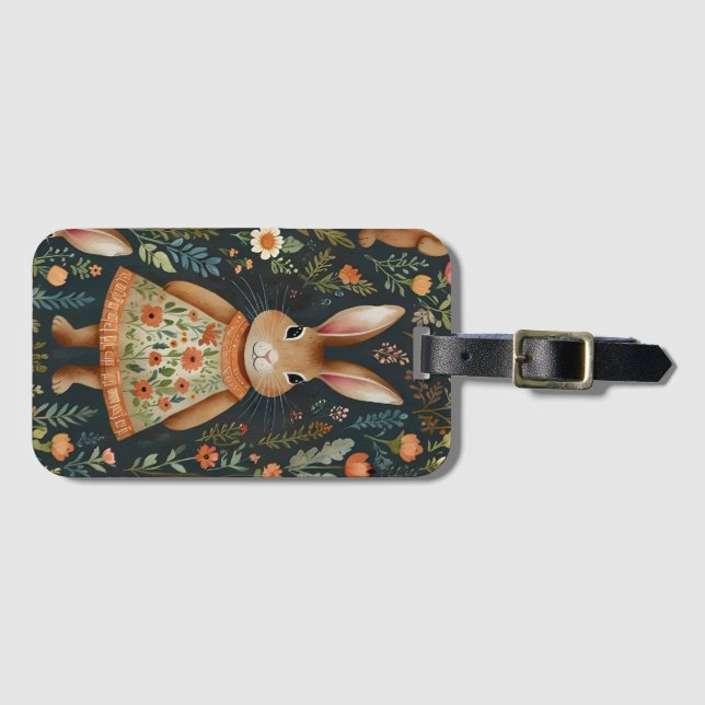 Springtime Bunny Magic Luggage Tag Bagagebricka (Framsida horisontal)
