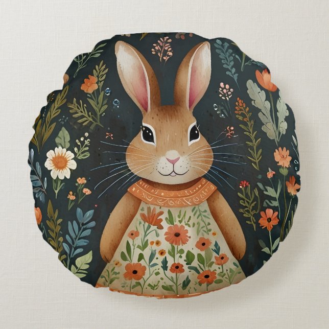 Springtime Bunny Magic Round Pillow Rund Kudde (Framsidan)