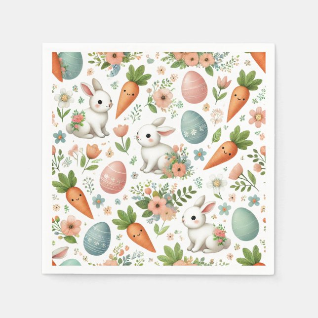 Springtime Bunny och Carrot Napkins Pappersservett (Framsidan)