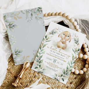 Springtime Bunny Påsk-kanin Neutralt Baby Shower Inbjudningar