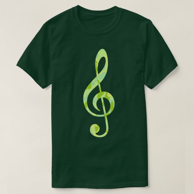 SpringTime Camo Mönster Treble Clef T Shirt (Design framsida)