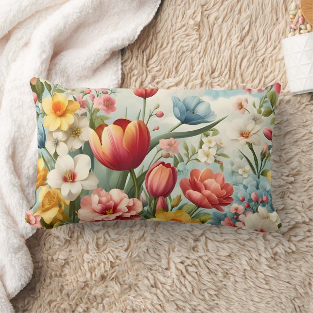 Springtime Charm Flower Pillow Lumbarkudde (Filt)