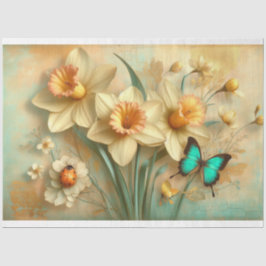 Springtime Daffodils Butterflies Ladybug Decoupage
