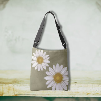 Springtime Dusty Sage Daisy Hand-Drawn Axelväska