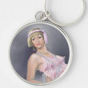 Springtime Flapper Keychain Rund Silverfärgad Nyckelring