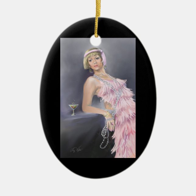Springtime Flapper Oval Ornament (Framsidan)