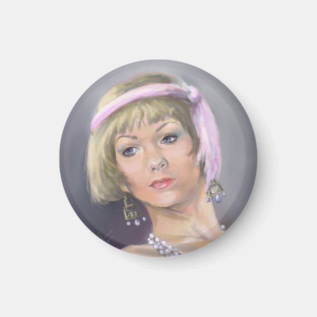 Springtime Flapper Porträtt Magnet (Framsidan)