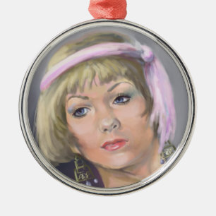 Springtime Flapper Porträtt Premium Round Ornament