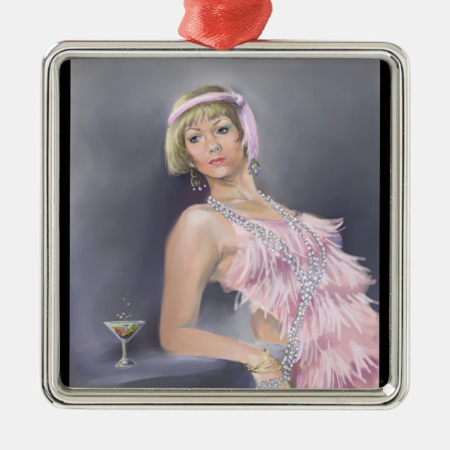 Springtime Flapper Premium Square Ornament (Framsidan)