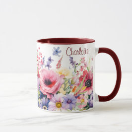 Springtime Flowers add Namn Gift Coffee Mugg