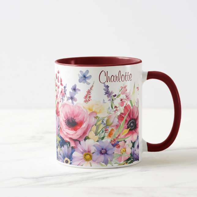 Springtime Flowers add Namn Gift Coffee Mugg (Höger)