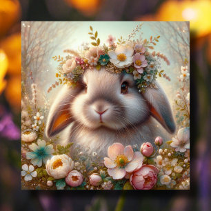Springtime Flowers Cute Lop Earny Bunny Påsk Julkort