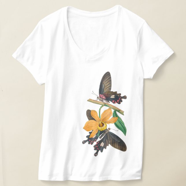 Springtime Flowers och Butterflies T Shirt (Laydown)