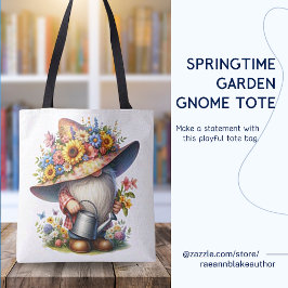 Springtime Garden Gnome Tote Tygkasse