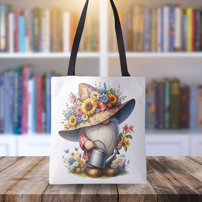 Springtime Garden Gnome Tote Tygkasse (Skapare uppladdad)
