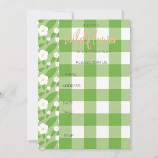 Springtime Gingham & Blooms Baby Shower Theme Inbjudningar